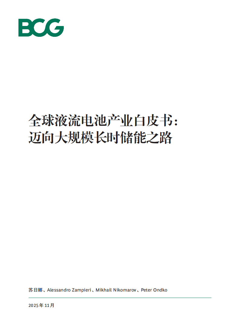 2025年全球液流电池产业白皮书